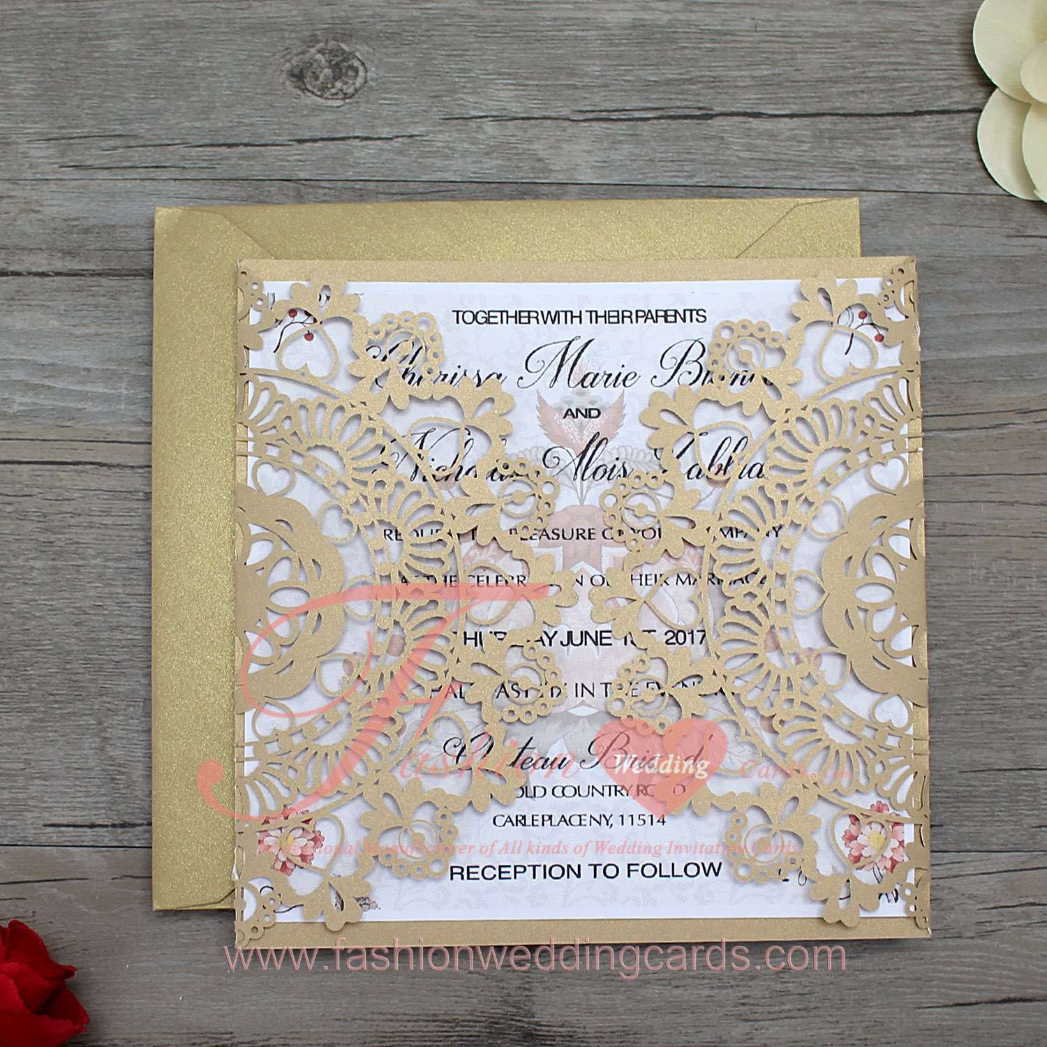 Gold Laser Cut Wedding Invitation Templates